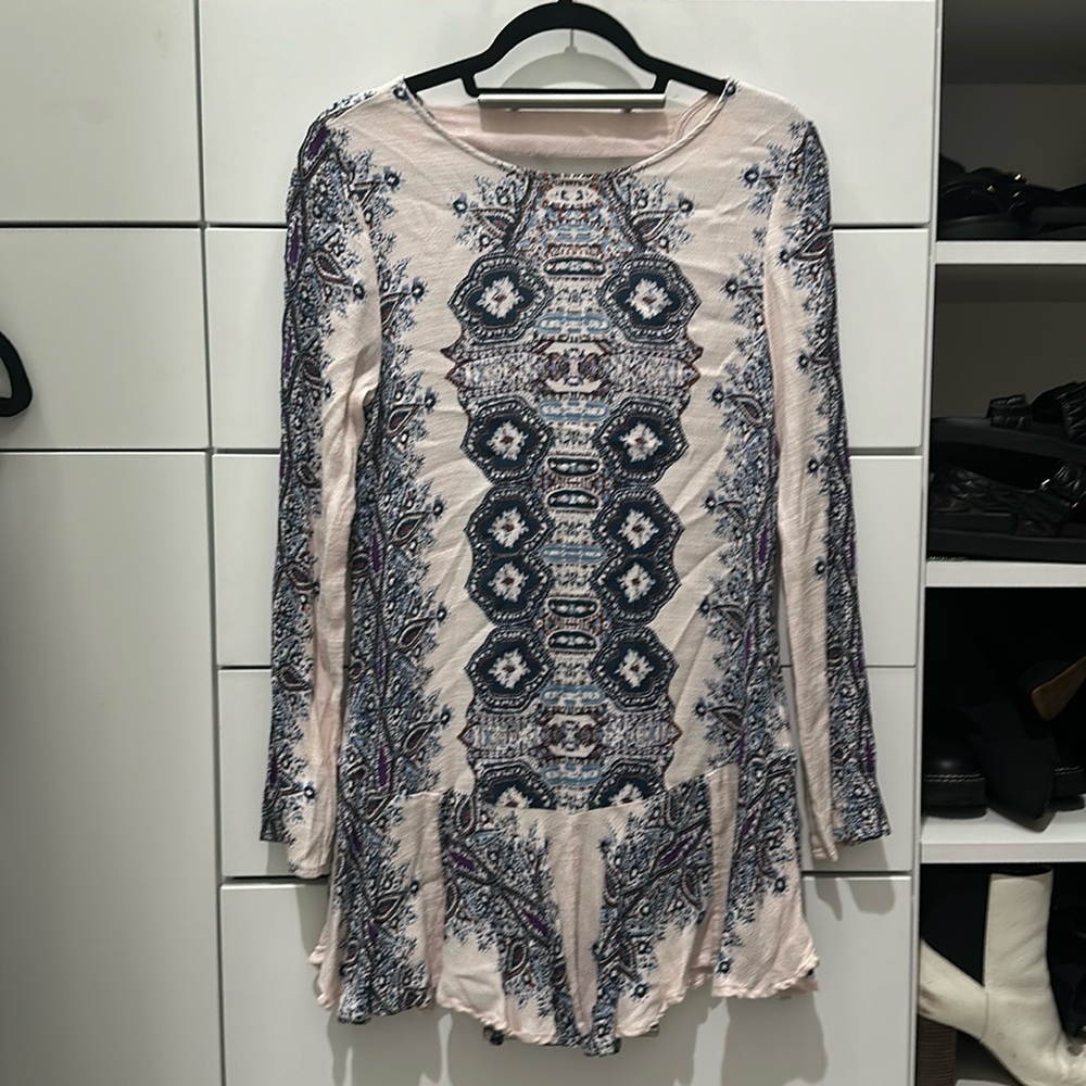 Free people open back printed dress